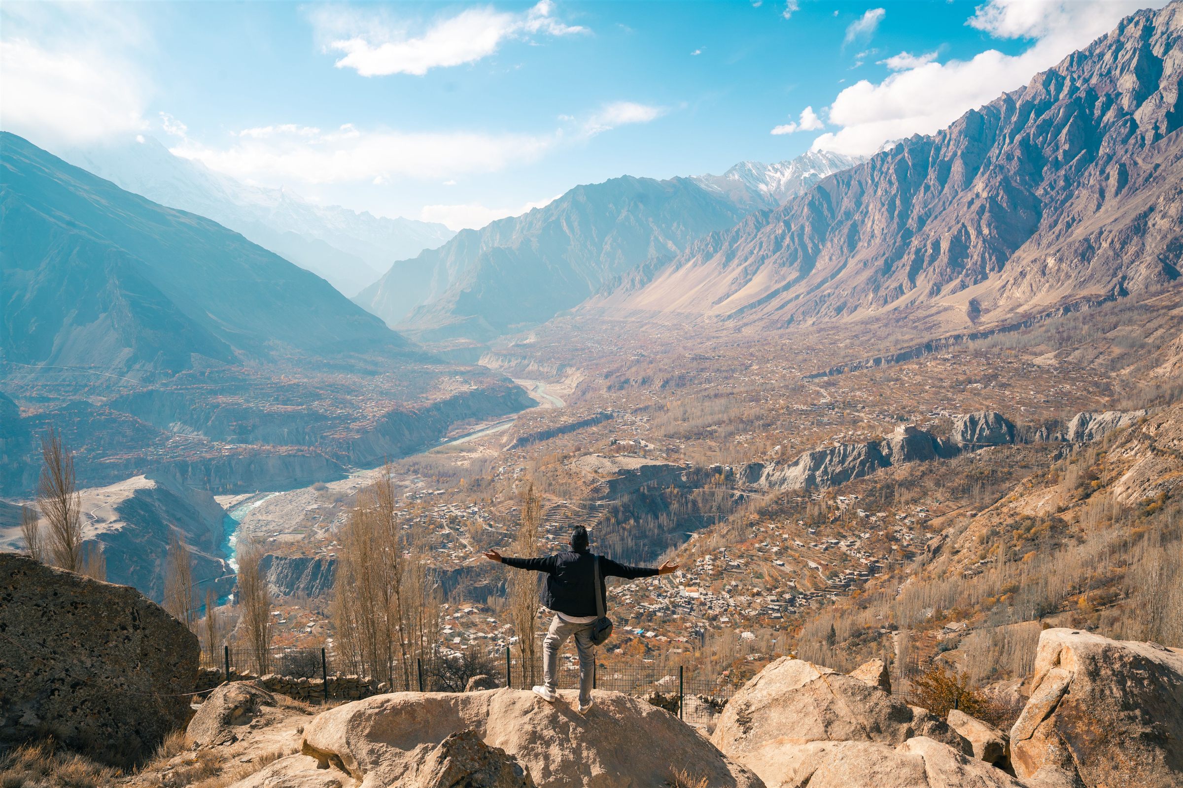 Traveller above Hunza Valley